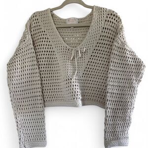 Francesca’s Audrey Parks Cropped Crochet Sweater M